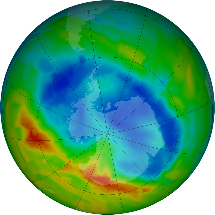 Antarctic ozone map for 23 August 2012